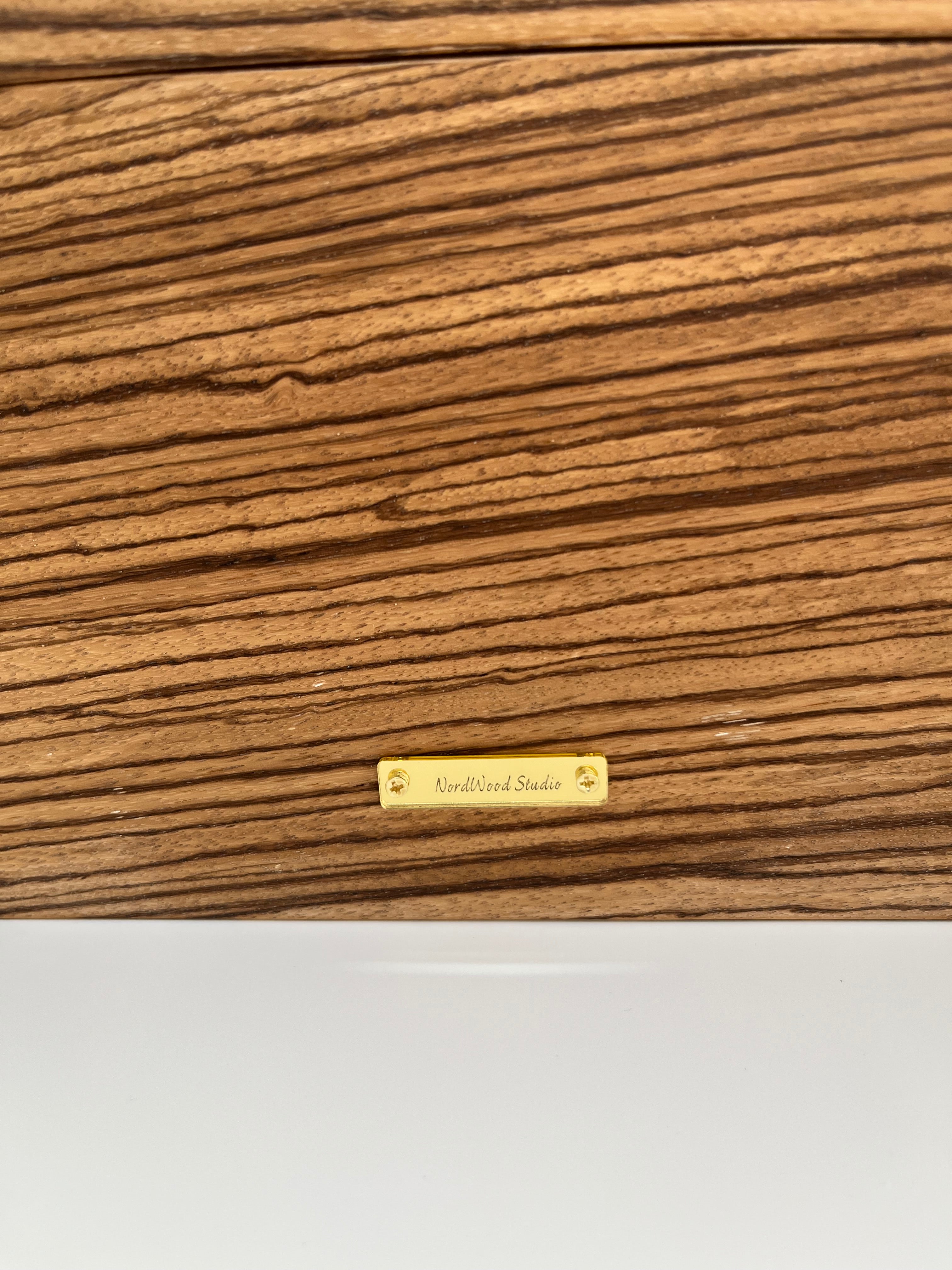 Zebrawood Keepsake Box with Floral Wood Carving