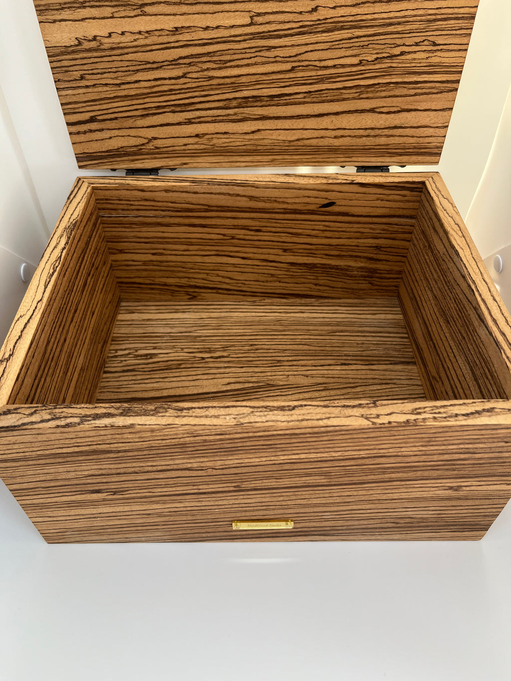 Zebrawood Keepsake Box with Floral Wood Carving