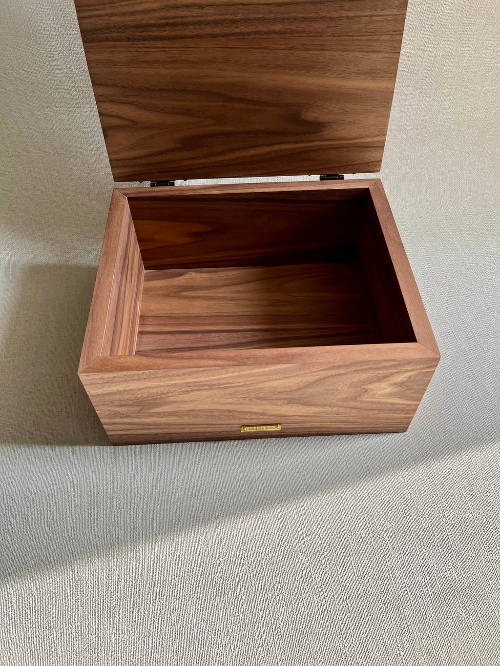 Handcrafted Walnut Jewelry Box with Baroque Carved Ornament