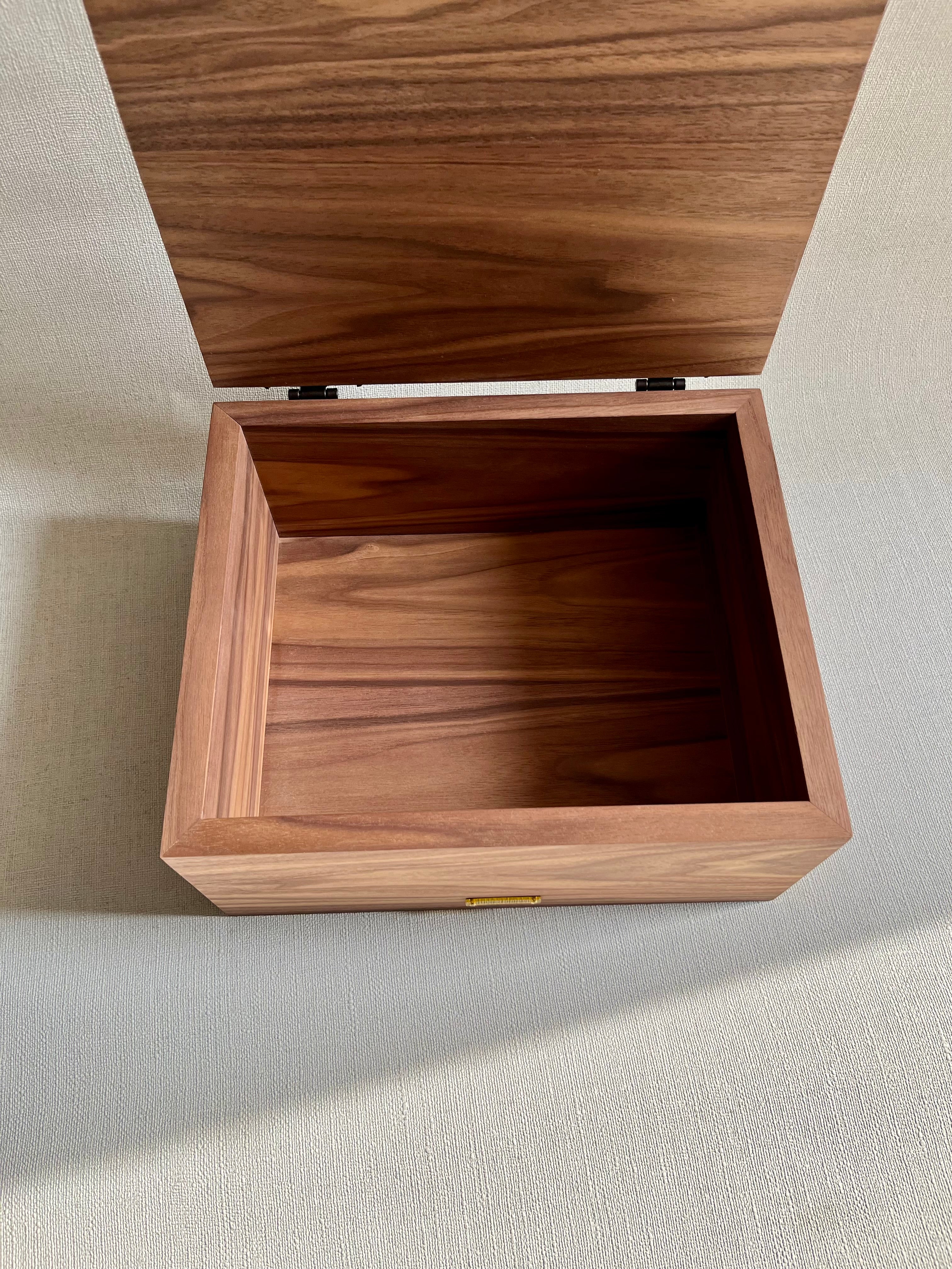 Handcrafted Walnut Jewelry Box with Baroque Carved Ornament