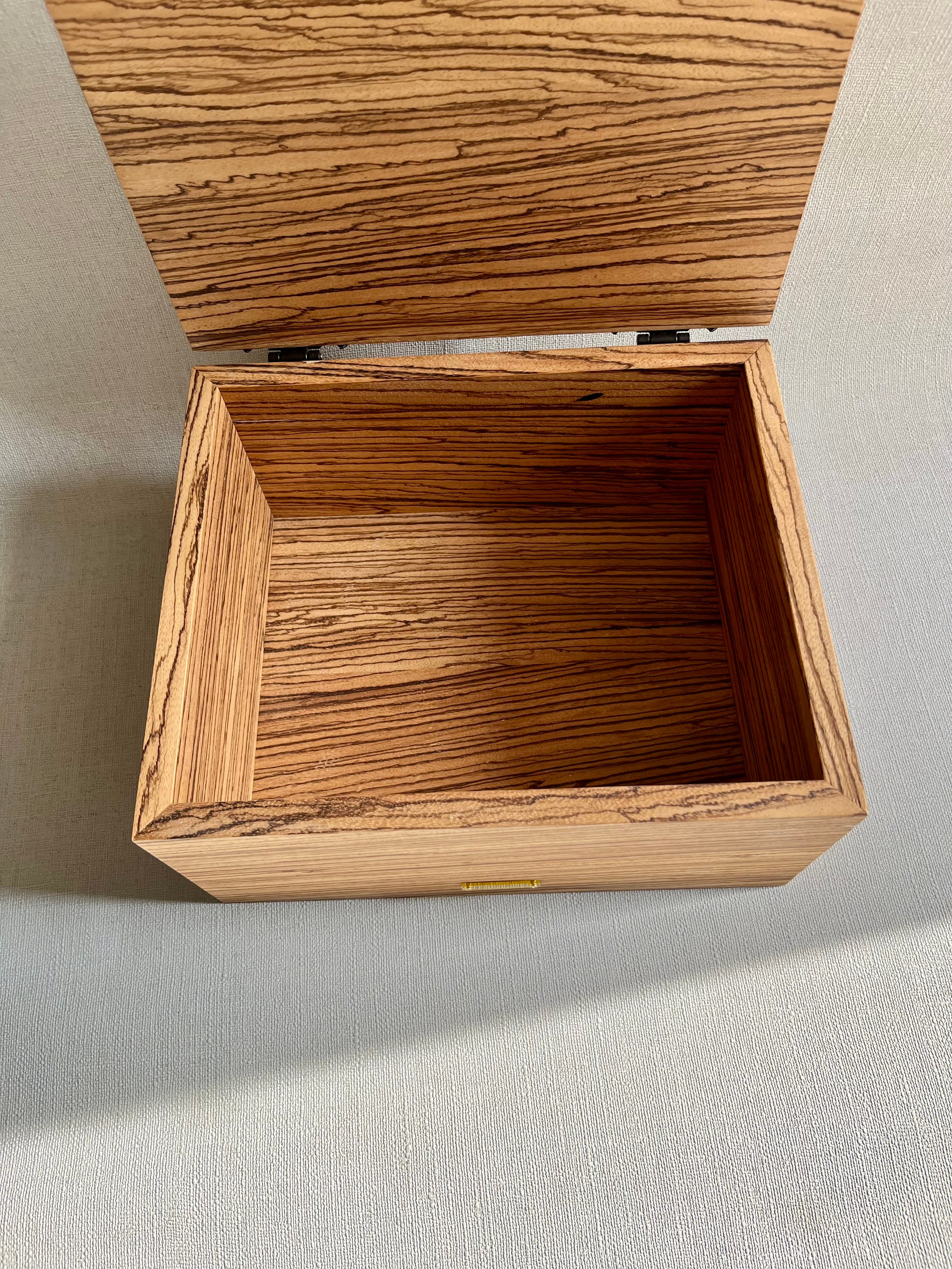 Zebrawood Keepsake Box with Floral Wood Carving