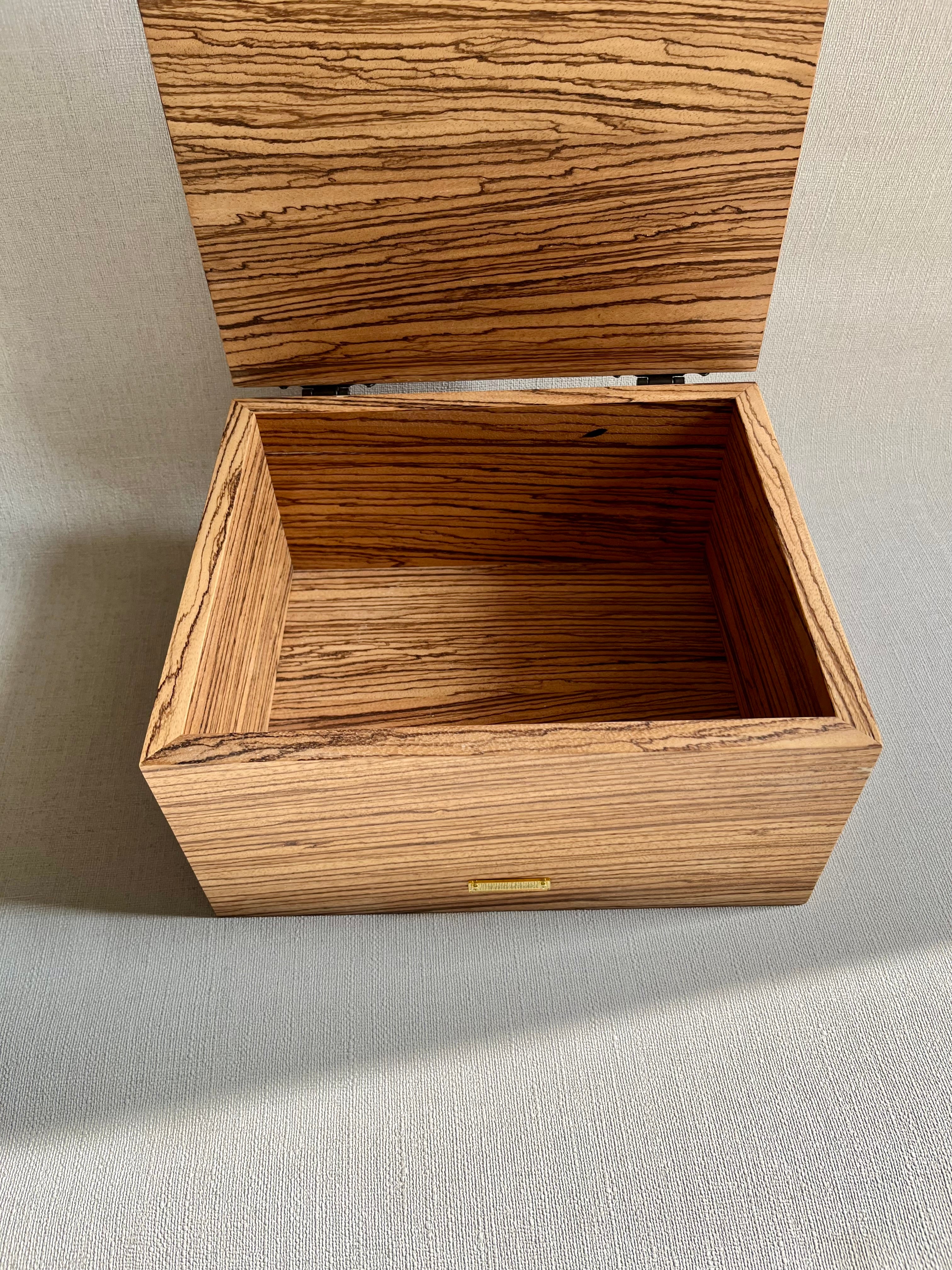 Zebrawood Keepsake Box with Floral Wood Carving