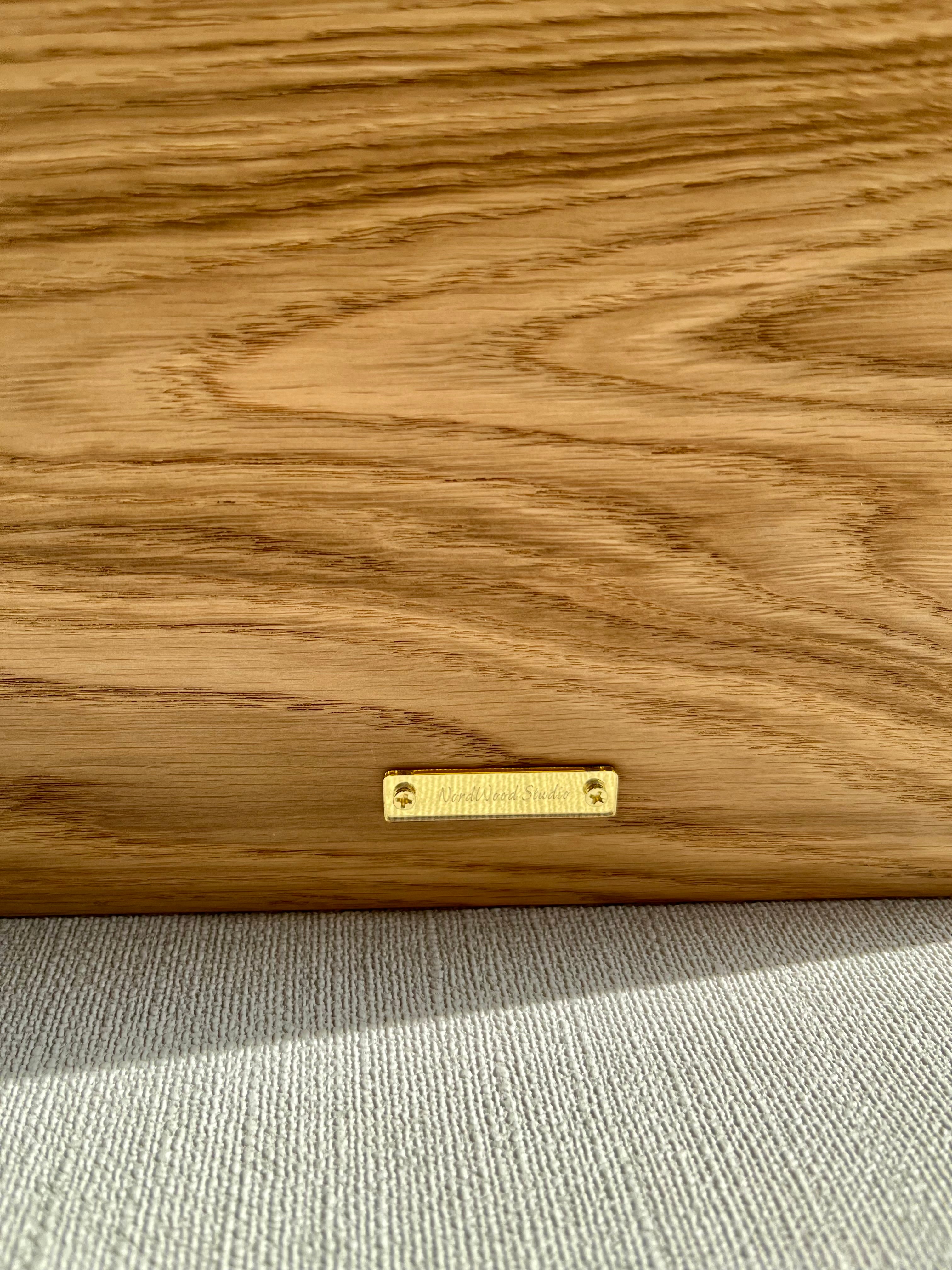 Handcrafted Oak Veneer Storage Box with Floral Baroque Carving